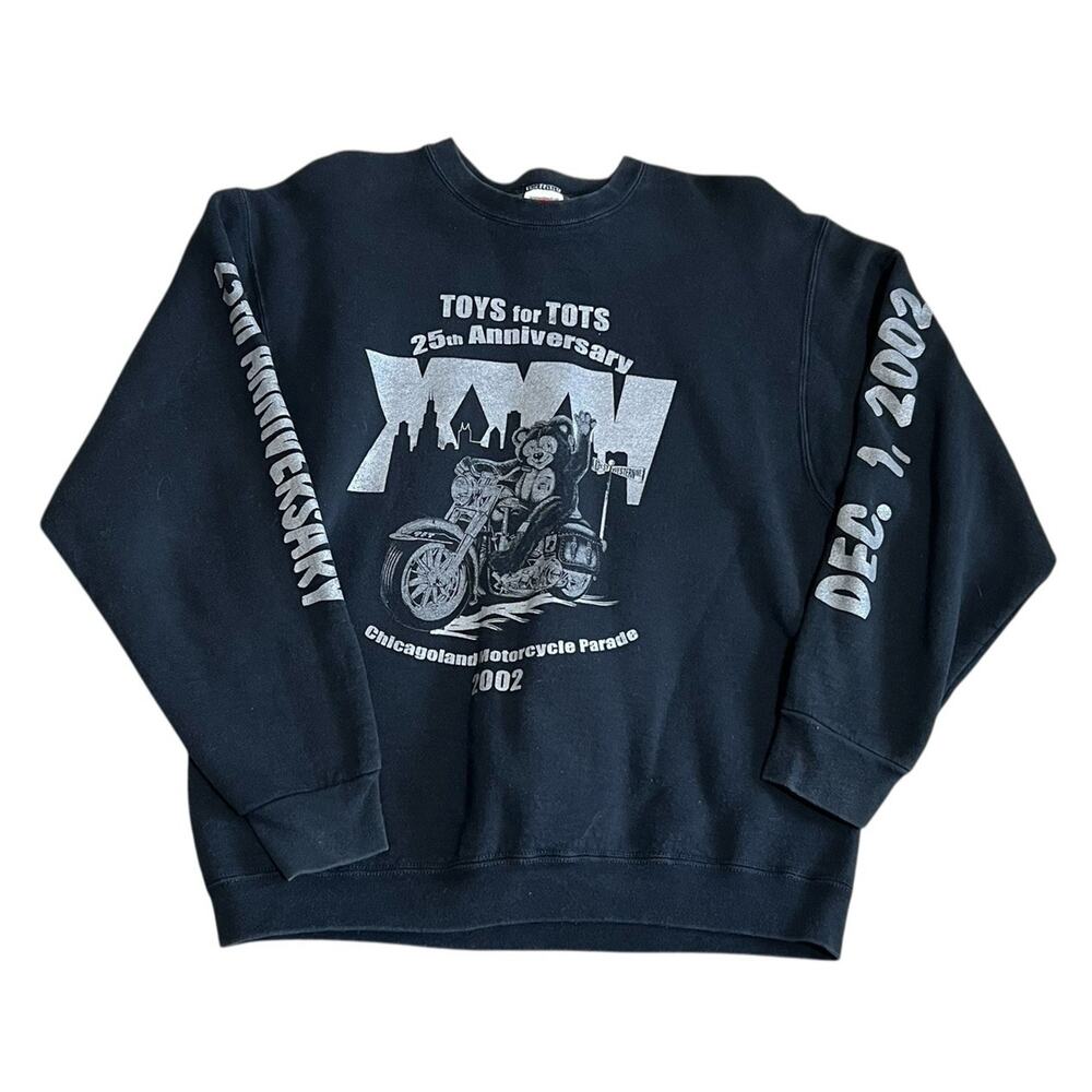 Chicagoland 25th Toys for Tots Motorcycle Parade Sweatshirt Black Y2K 2002